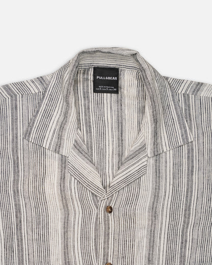 PullNBear Branded Men’s Striped Resort Collar Short-Sleeve Shirt MCS-27