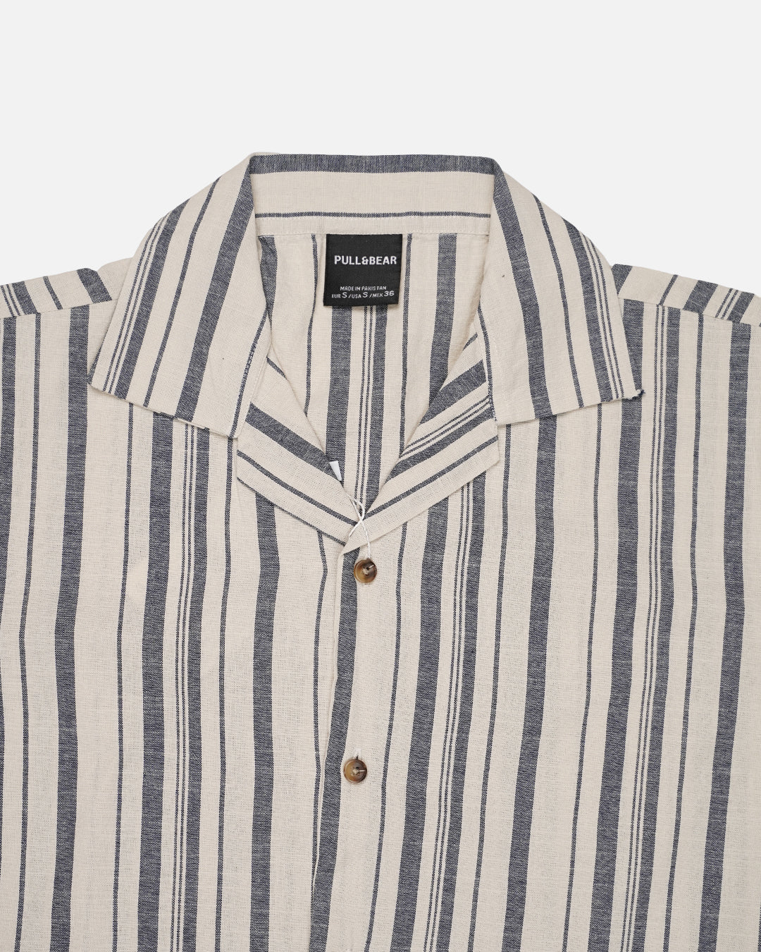 PullNBear Branded Men’s Sandstone Grey Stripe Button-Down Shirt MCS-29