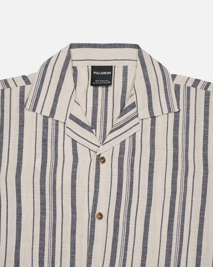 PullNBear Branded Men’s Sandstone Grey Stripe Button-Down Shirt MCS-29