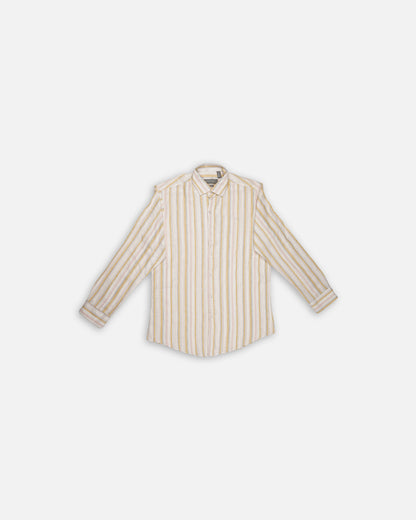 Michael Krs Branded Men’s Cream & Yellow Vertical Striped Slim Fit Casual Shirt MFS-23
