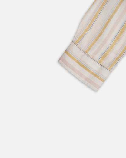 Michael Krs Branded Men’s Cream & Yellow Vertical Striped Slim Fit Casual Shirt MFS-23