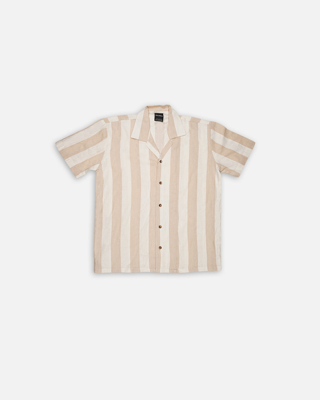 PullNBear Branded Men’s Beige Stripe Button-Down Shirt MCS-30