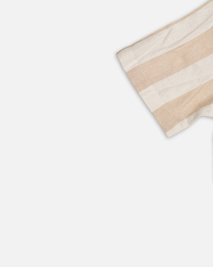 PullNBear Branded Men’s Beige Stripe Button-Down Shirt MCS-30