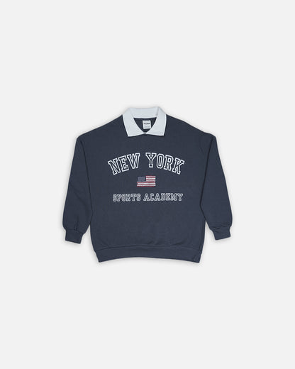 PullNBear Women’s New York Sports Academy Collar Sweatshirt – Navy Blue WSWT-01