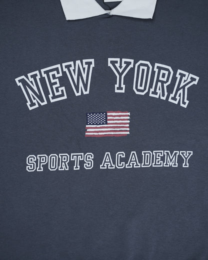 PullNBear Women’s New York Sports Academy Collar Sweatshirt – Navy Blue WSWT-01