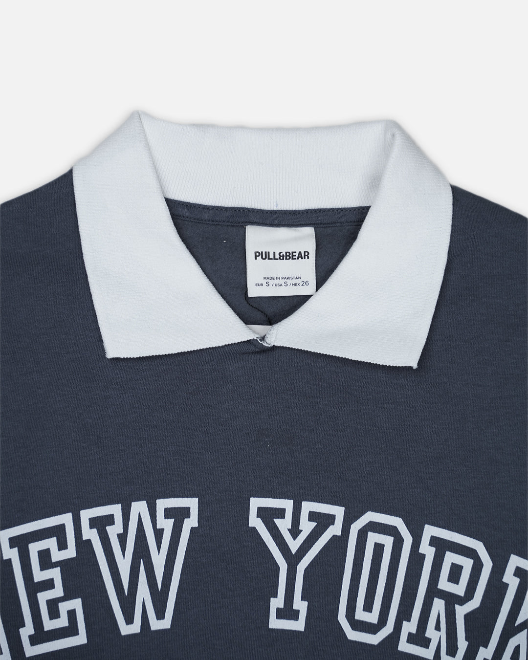 PullNBear Women’s New York Sports Academy Collar Sweatshirt – Navy Blue WSWT-01