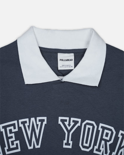 PullNBear Women’s New York Sports Academy Collar Sweatshirt – Navy Blue WSWT-01