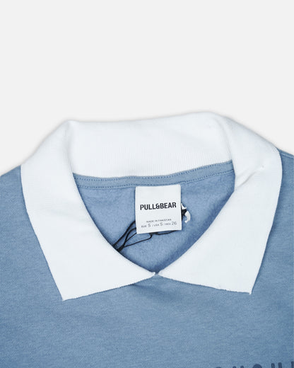 PullNBear Women’s USA Denver Championship Collar Sweatshirt – Sky Blue WSWT-02