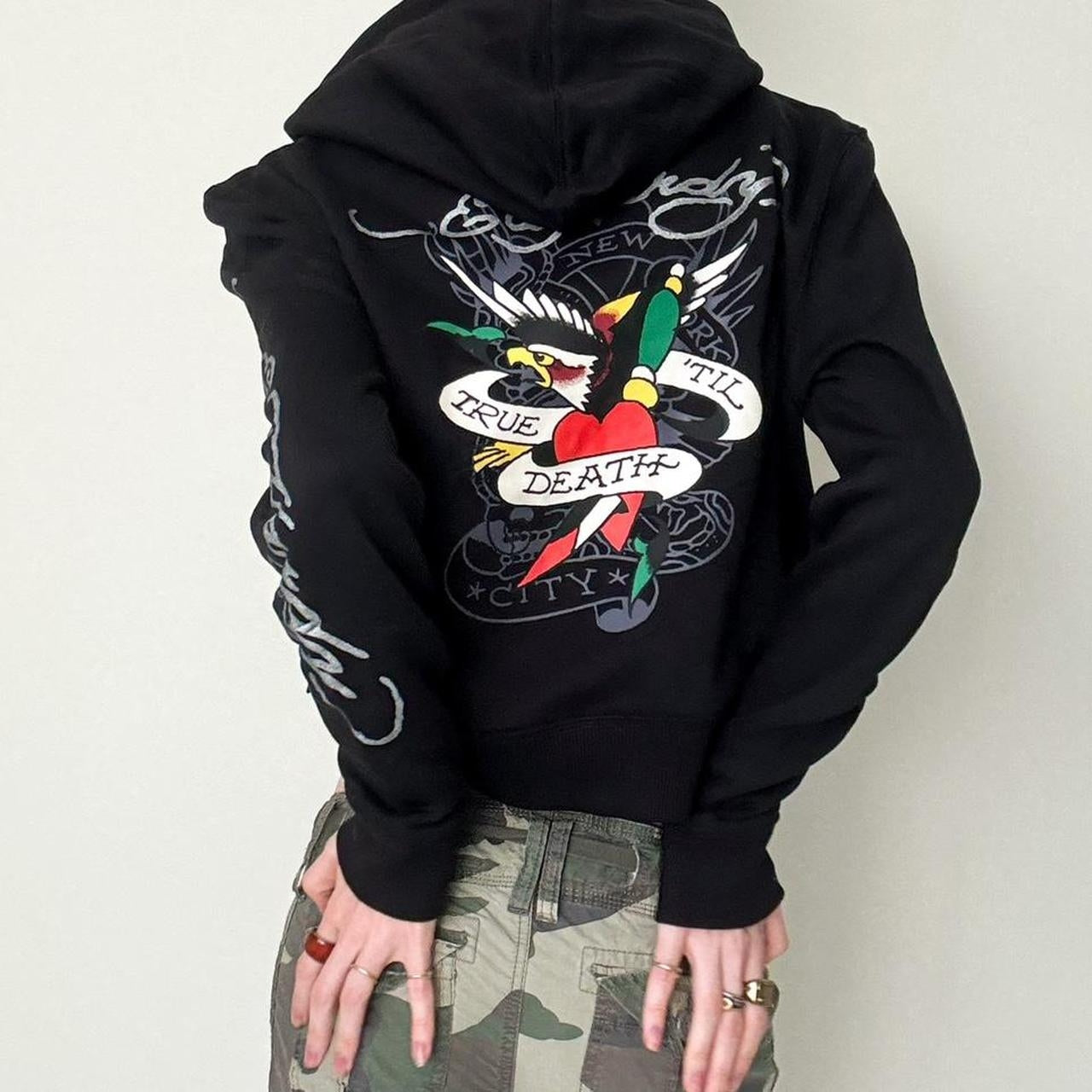 ED HRDY Branded Women's Crop Zipper Hoodie Black Color HRDH-21