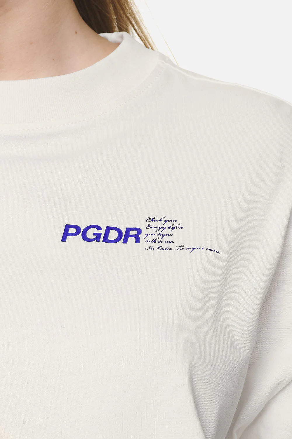 PEGDR Women's Oversized White T-Shirt with Blue color PG-17