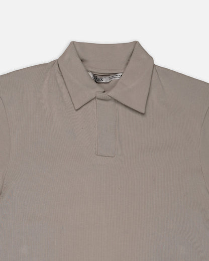 Spark Branded Men’s Ribbed Polo Shirt – Taupe Beige MPT-73