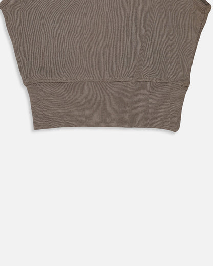 BOOH Branded Women’s Soft Ribbed Basic Crop Top– Brown WTT-04