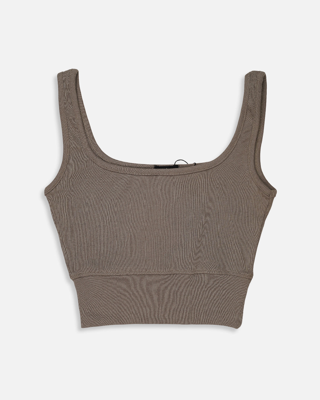 BOOH Branded Women’s Soft Ribbed Basic Crop Top– Brown WTT-04