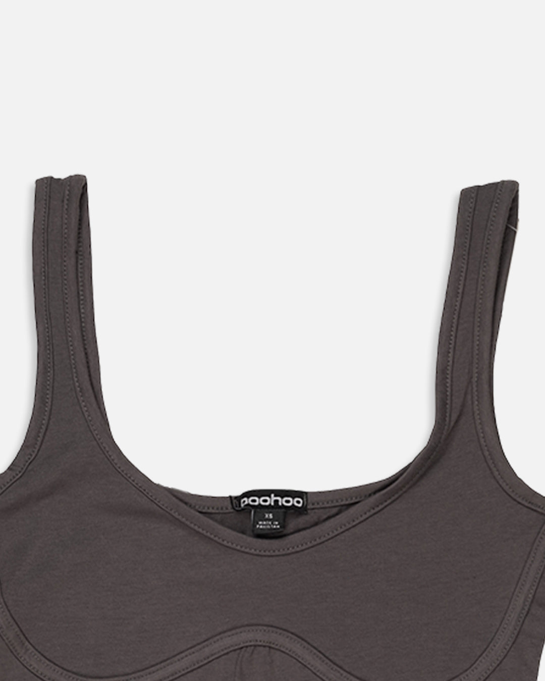 BOOH Branded Women’s Contour Seam Cropped Tank Top– Charcoal WTT-01