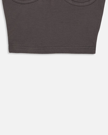 BOOH Branded Women’s Contour Seam Cropped Tank Top– Charcoal WTT-01