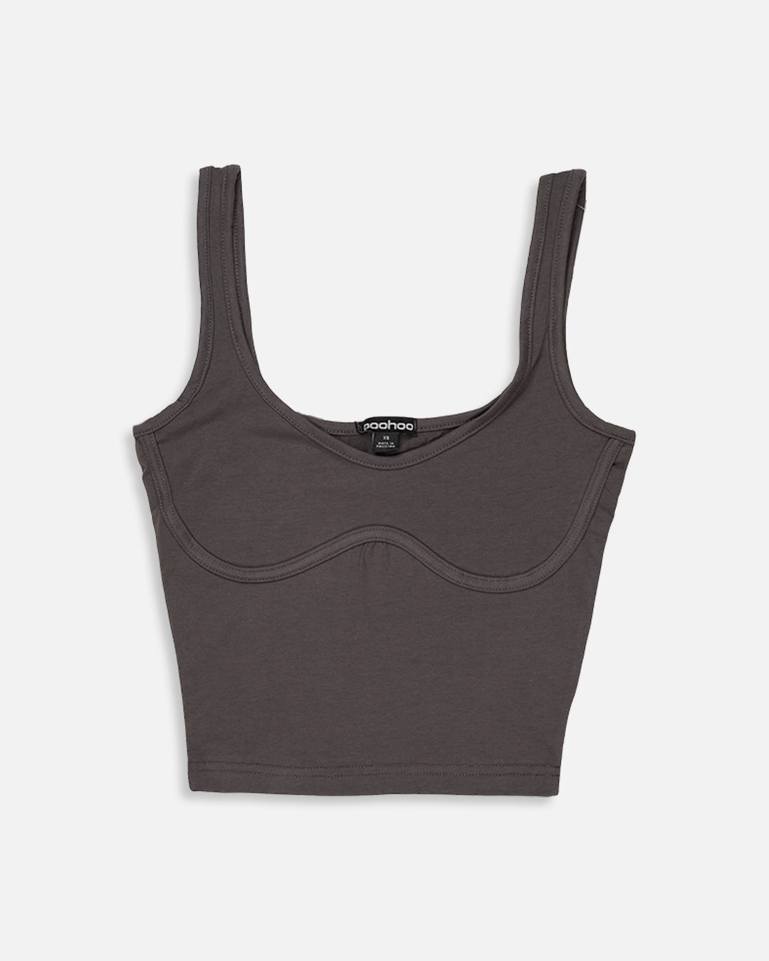 BOOH Branded Women’s Contour Seam Cropped Tank Top– Charcoal WTT-01