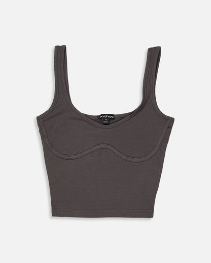 BOOH Branded Women’s Contour Seam Cropped Tank Top– Charcoal WTT-01