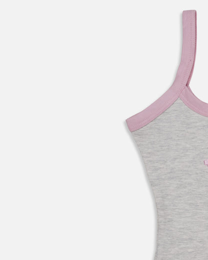 Branded Pastel Embroidered Tank Top – Grey WTT-02
