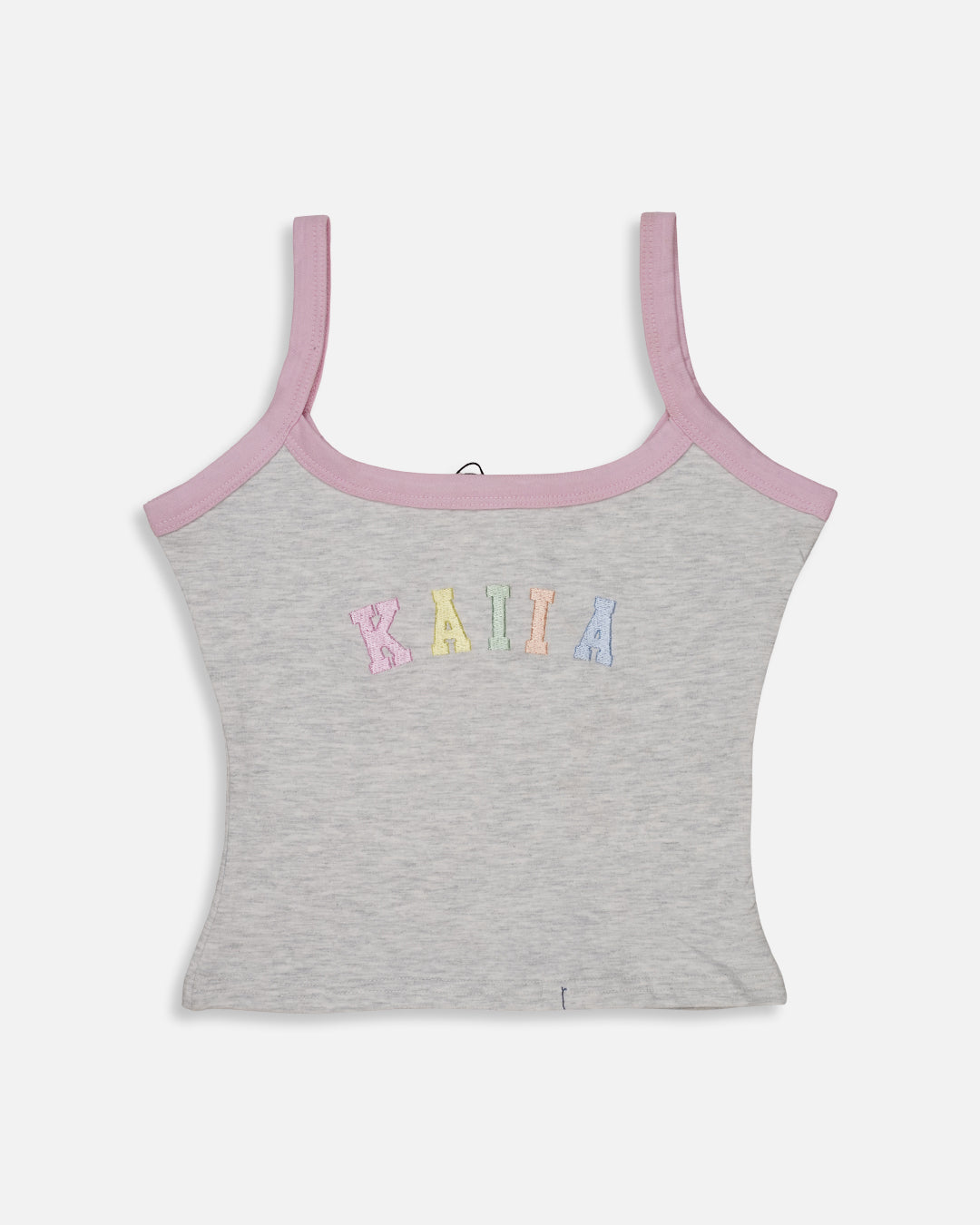 Branded Pastel Embroidered Tank Top – Grey WTT-02
