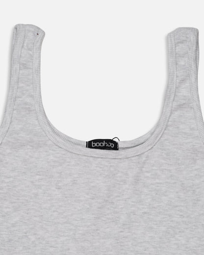 BOOH Branded Women’s Soft Ribbed Basic Crop Top– Light Grey WTT-05