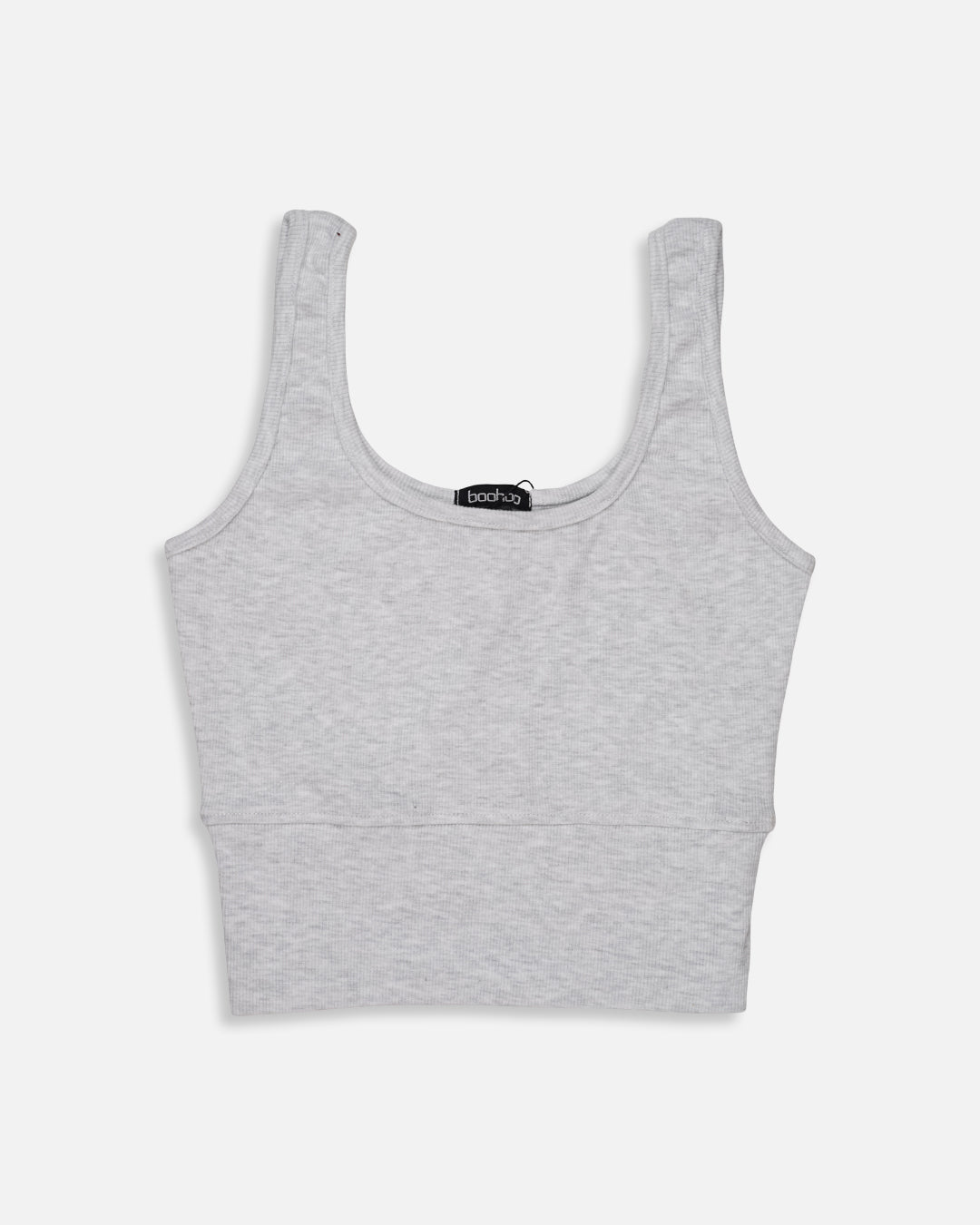 BOOH Branded Women’s Soft Ribbed Basic Crop Top– Light Grey WTT-05