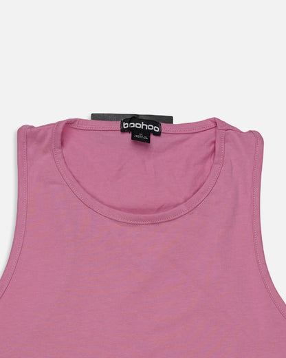 BOOH Branded Women’s Ribbed High-Neck Crop Tank – Soft Pink WTT-10