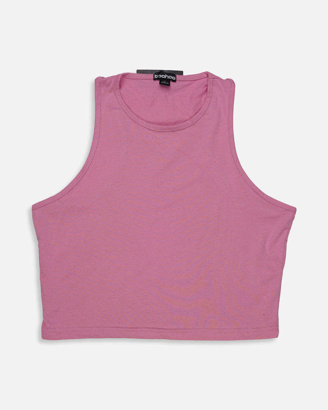 BOOH Branded Women’s Ribbed High-Neck Crop Tank – Soft Pink WTT-10