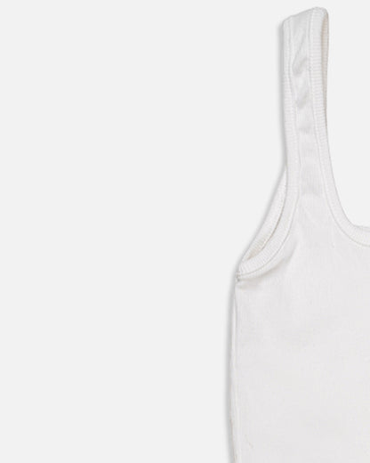 BOOH Women’s White Ribbed Button Tank Top Branded  WTT-11