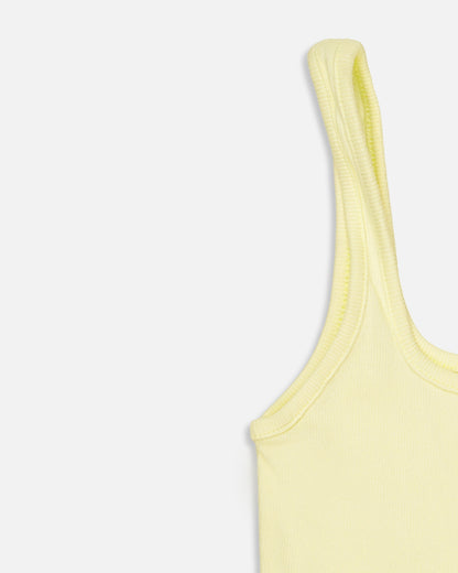 BOOH Branded Women’s Light Yellow Ribbed Button Tank Top WTT-09