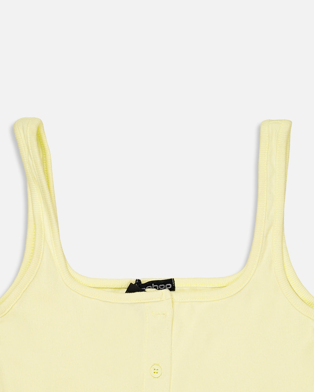 BOOH Branded Women’s Light Yellow Ribbed Button Tank Top WTT-09