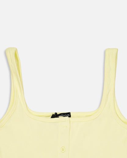 BOOH Branded Women’s Light Yellow Ribbed Button Tank Top WTT-09