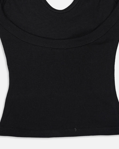 BOOH Branded Women’s Ribbed Halter Crop Top – Black WTT-03