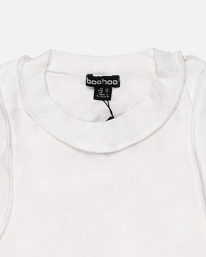 BOOH Branded Women’s Ribbed Tank Top – White WTT-07
