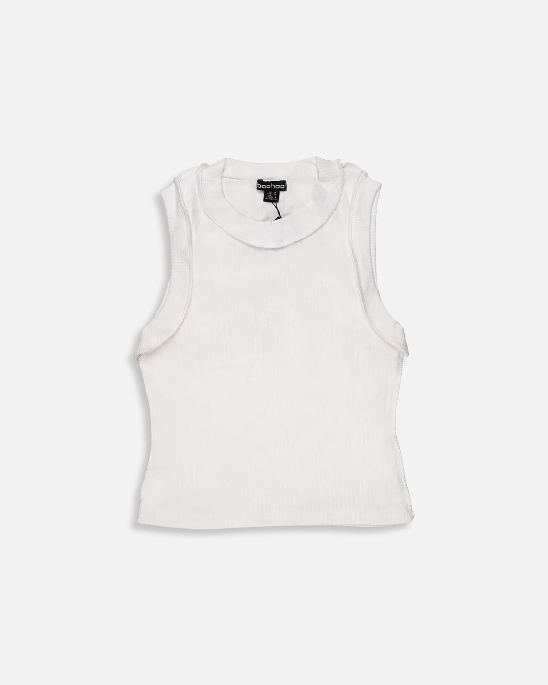 BOOH Branded Women’s Ribbed Tank Top – White WTT-07