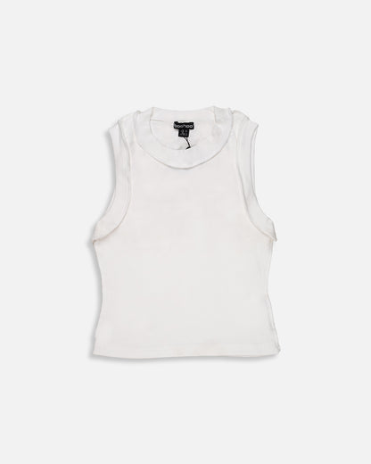 BOOH Branded Women’s Ribbed Tank Top – White WTT-07