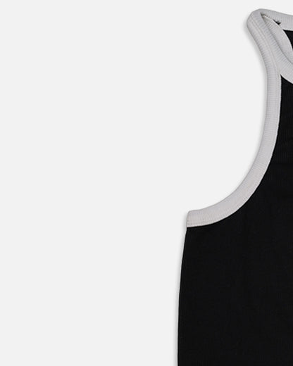 BOOH Branded Women’s Contrast Ribbed Racer Tank – Black & White WTT-08