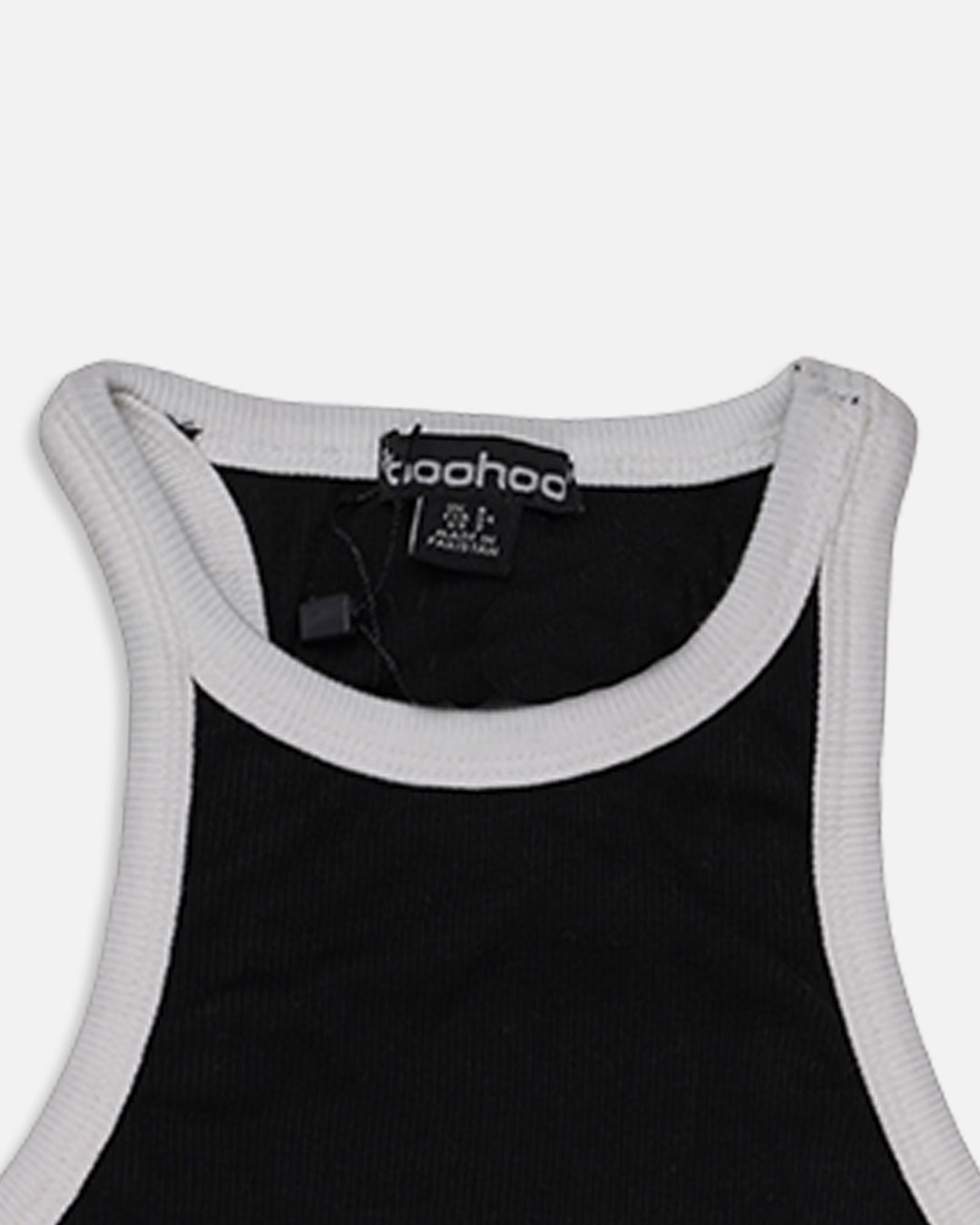 BOOH Branded Women’s Contrast Ribbed Racer Tank – Black & White WTT-08