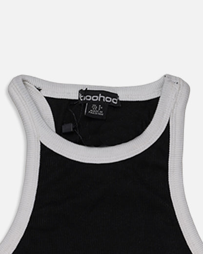 BOOH Branded Women’s Contrast Ribbed Racer Tank – Black & White WTT-08