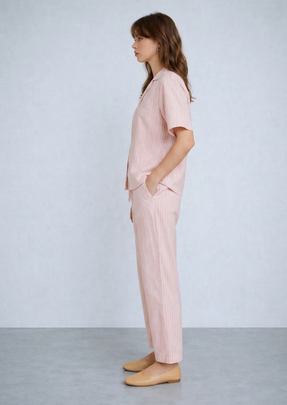Zelig Branded Pink & White Striped Co-Ord Set WCS-19