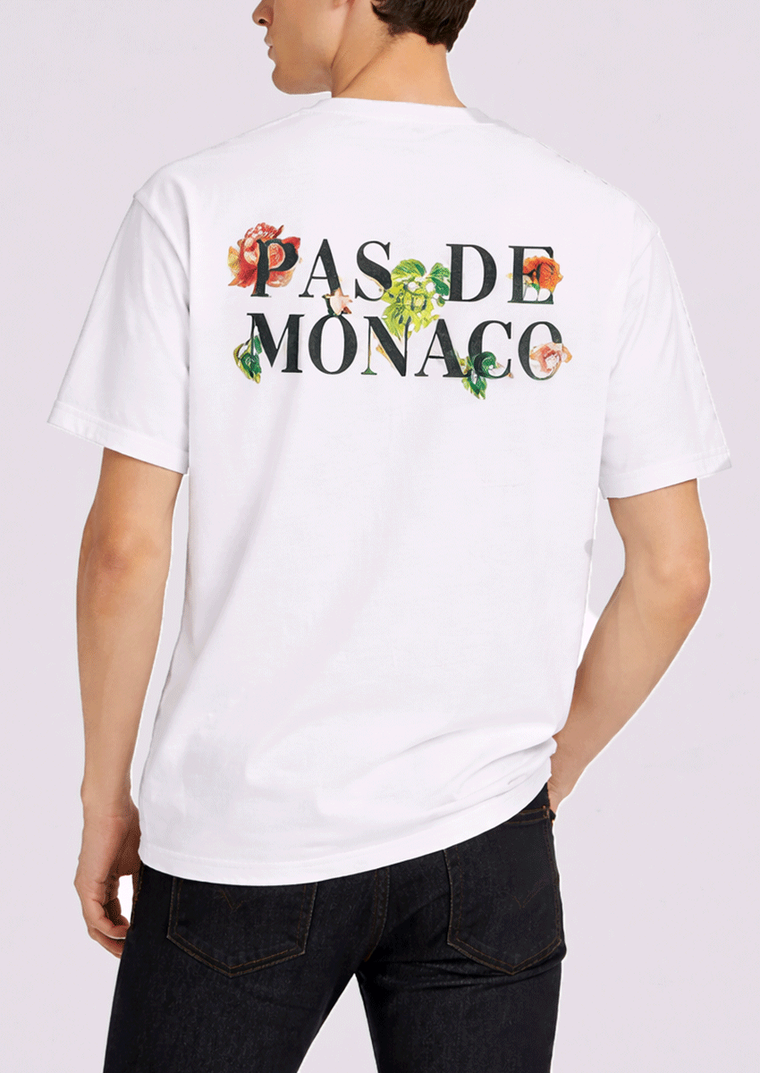 Pas Monaco Branded Men's White Drop Shoulder Tee MT-22