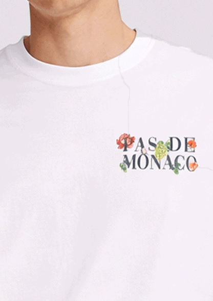 Pas Monaco Branded Men's White Drop Shoulder Tee MT-22