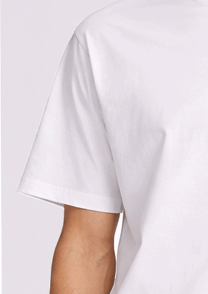 Pas Monaco Branded Men's White Drop Shoulder Tee MT-22