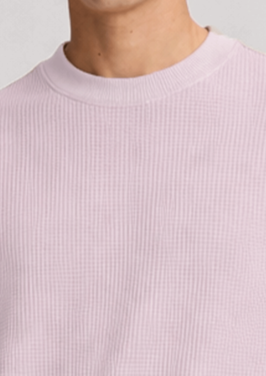 BERSK Men's Beige Textured Knit T-Shirt Drop Sholuder Mt-05