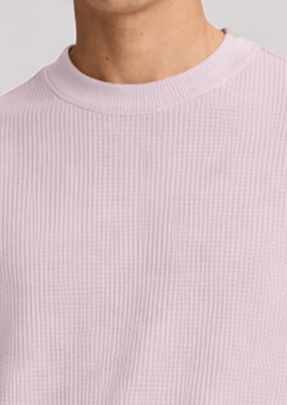 BERSK Men's Beige Textured Knit T-Shirt Drop Sholuder Mt-05