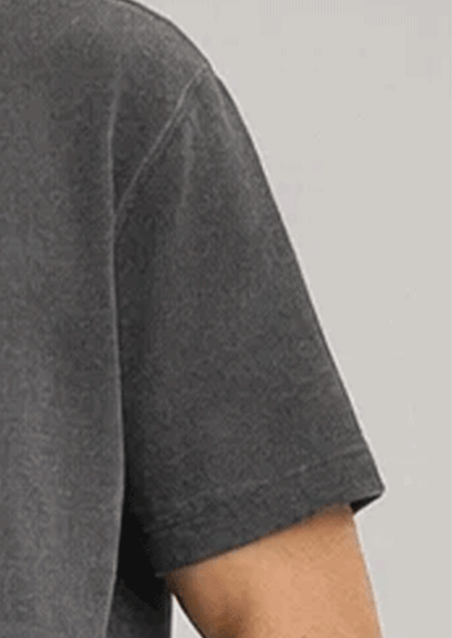 BERSK Men's Charcoal Textured Knit T-Shirt Drop Sholuder Mt-06