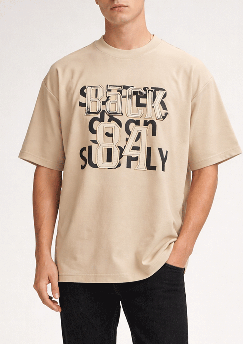 Zelig Branded Men's Beige Tee MT-39
