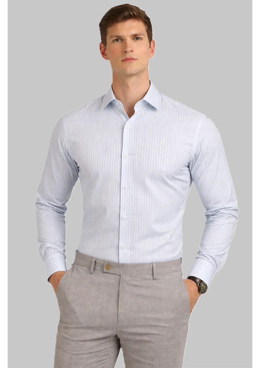 Calvy Klien Branded Mens Formal Shirt-Pastel Blue And White MFS-67