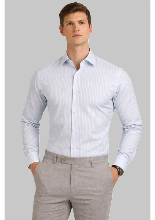 Calvy Klien Branded Mens Formal Shirt-Pastel Blue And White MFS-67