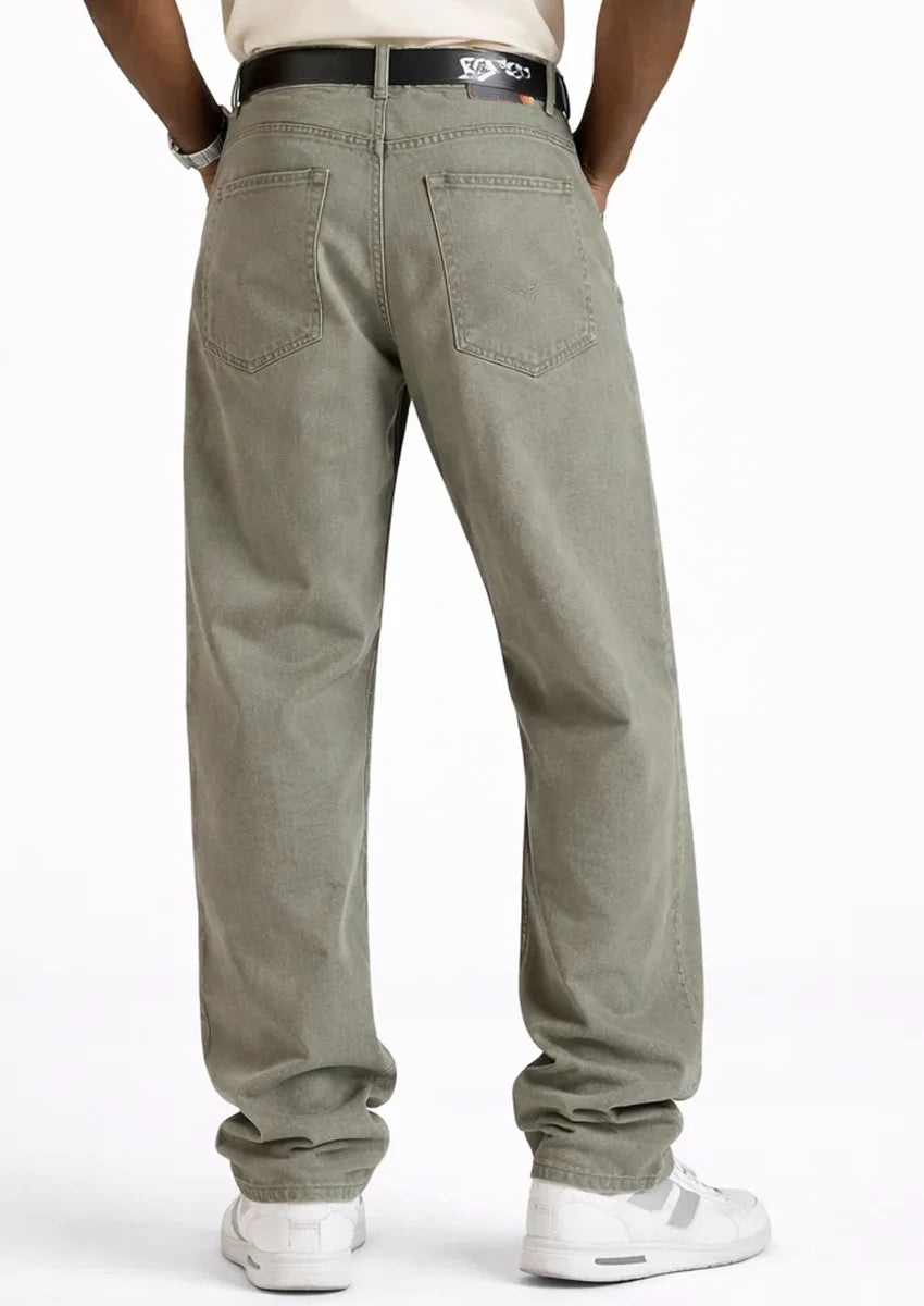 PullNBear Branded Men’s Grey Washed wide-Leg Denim Jeans MJ-13