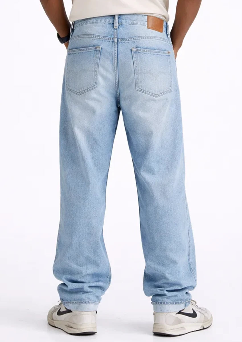 PullNBear Branded Men’s Baggy Fit Denim Jeans - Light Blue MJ-19
